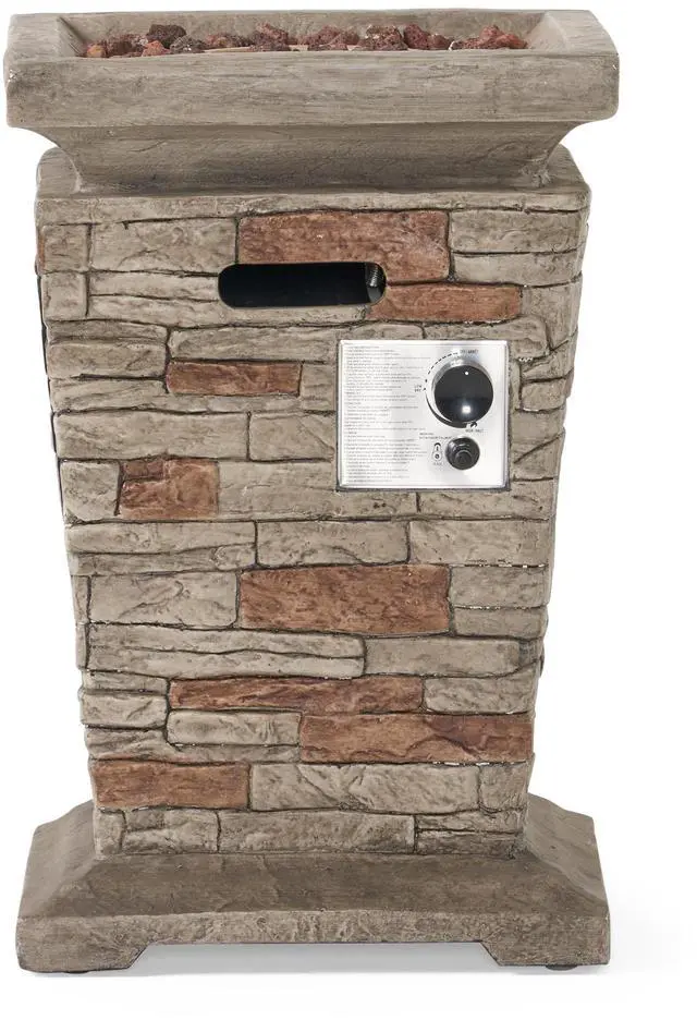 Alt view image 2 of 7 - Outdoor 19.50" MGO Fire Column - 40,000 BTU, Natural Stone (Tank Inside)