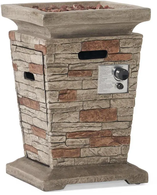 Alt view image 6 of 7 - Outdoor 19.50" MGO Fire Column - 40,000 BTU, Natural Stone (Tank Inside)