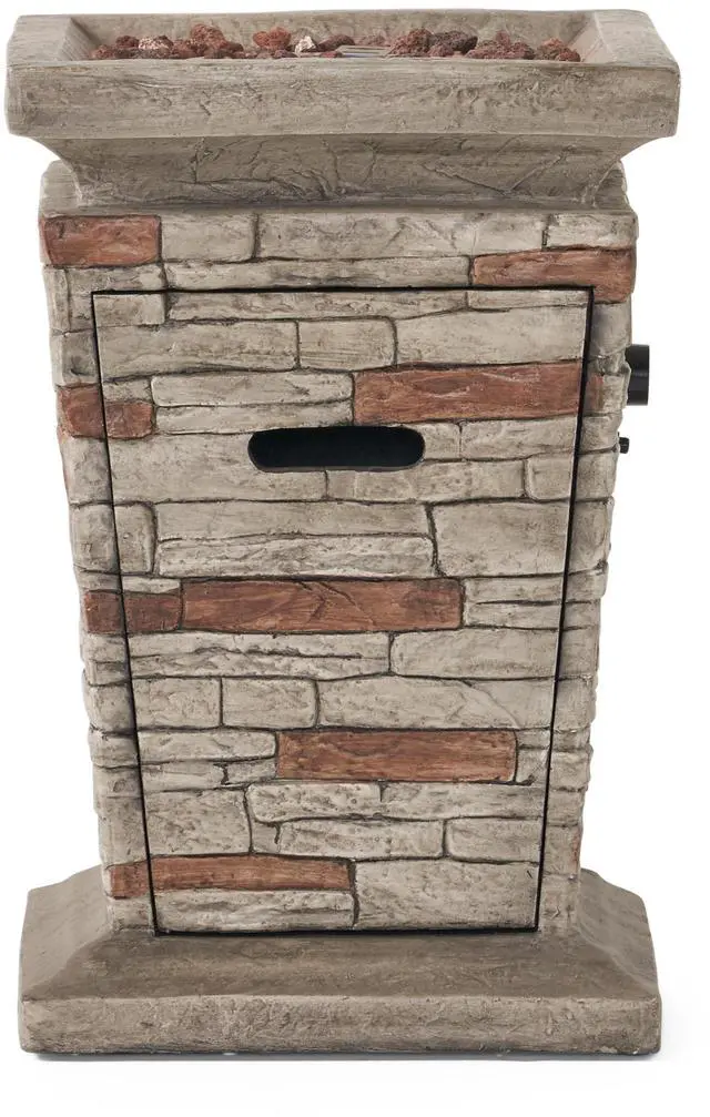Alt view image 7 of 7 - Outdoor 19.50" MGO Fire Column - 40,000 BTU, Natural Stone (Tank Inside)