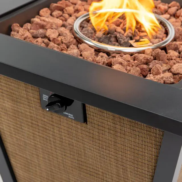 Alt view image 2 of 7 - 28" Propane Gas Fire Pit Table, 50000 BTU Square Steel Fire Pit  for Outside Patio Deck Garden Courtyard -Brown
