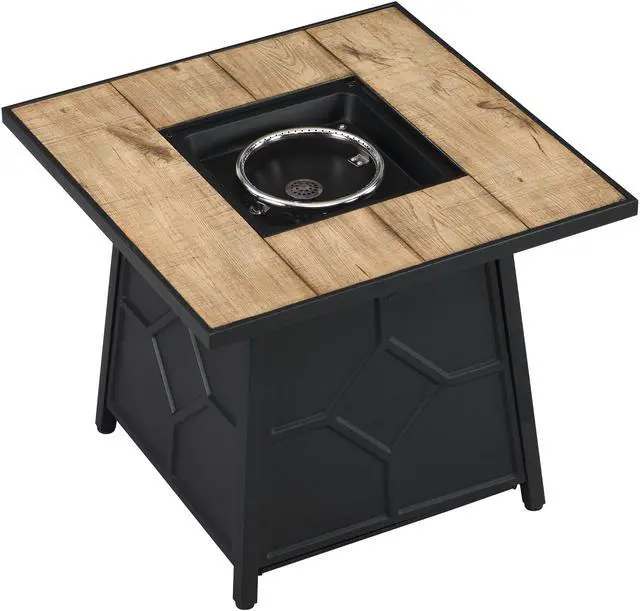 Alt view image 2 of 5 - Fire Pit Table, 28-inch Square 40,000 BTU Auto-Ignition Propane Gas Firepit with Waterproof Cover