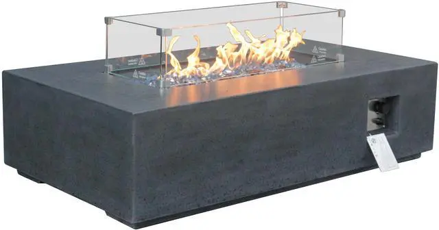 Alt view image 4 of 7 - 52 Inch Outdoor Concrete Propane gas rectangle Fire Pit table in Dark Gray color