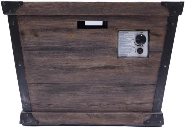 Alt view image 2 of 7 - Outdoor Patio 24'' H x 32'' W Square Gas Burning Concrete Fire Pit Wood Pattern - Brown - 40,000 BTU (Tank Inside)