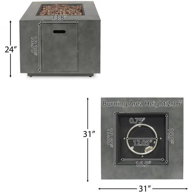 Alt view image 4 of 7 - SQUARE IRON FIRE PIT-50 000 BTU