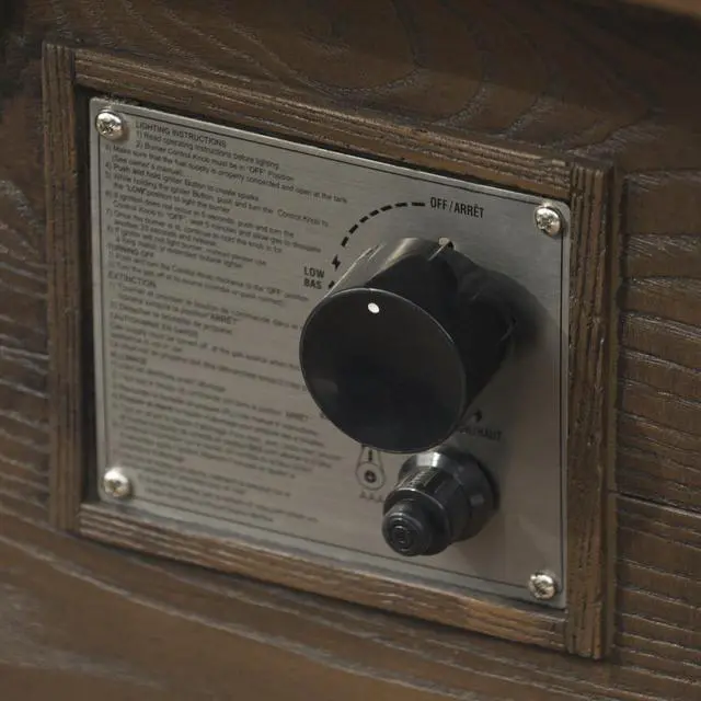 Alt view image 3 of 7 - Outdoor Patio 24'' H x 32'' W Square Gas Burning MgO Fire Pit (Tank Inside), Brown with Wood Pattern - 40,000 BTU