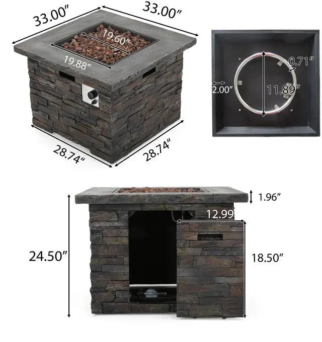 Alt view image 6 of 7 - 35" SQUARE MGO FIRE PIT - 40000 BTU.