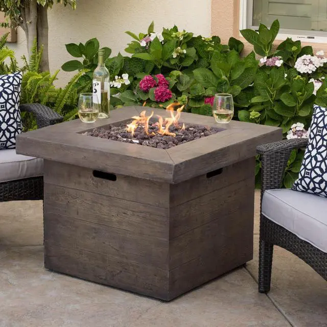 Main image of ANCHORAGE 32'' WOOD SQUARE MGO FIRE PIT BROWN - 40,000 BTU