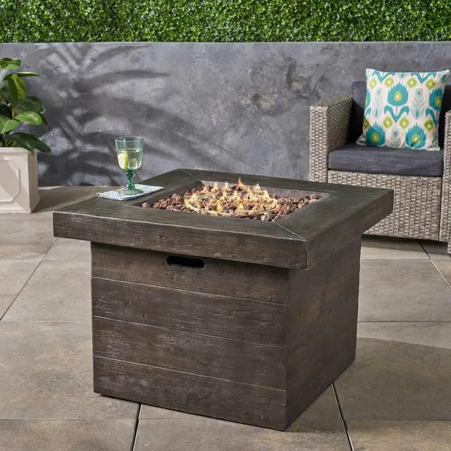 Alt view image 4 of 7 - ANCHORAGE 32'' WOOD SQUARE MGO FIRE PIT BROWN - 40,000 BTU