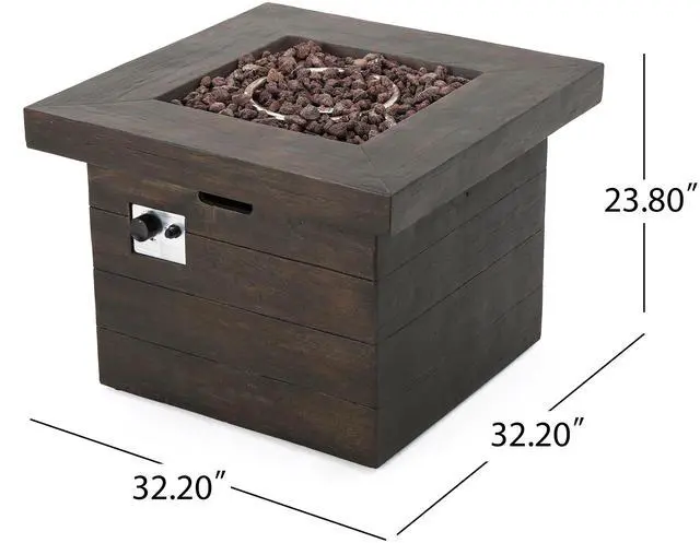 Alt view image 6 of 7 - ANCHORAGE 32'' WOOD SQUARE MGO FIRE PIT BROWN - 40,000 BTU