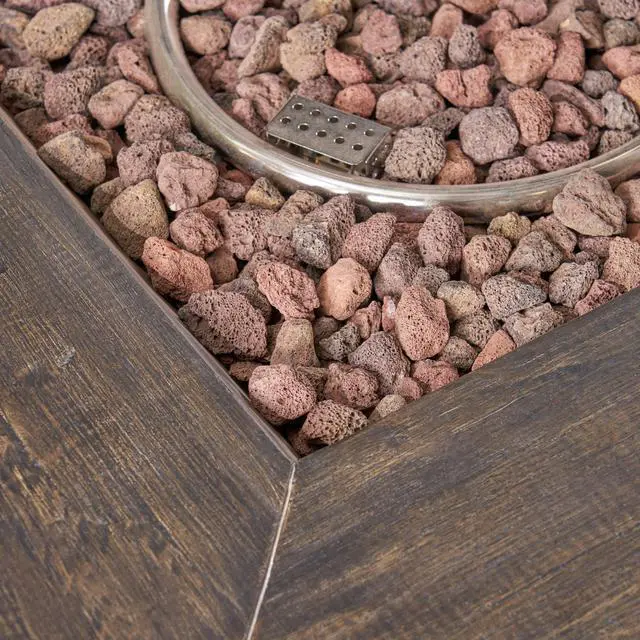 Alt view image 5 of 7 - ANCHORAGE 32'' WOOD SQUARE MGO FIRE PIT BROWN - 40,000 BTU