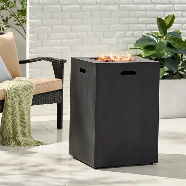 Main image of 19.5" Outdoor 30,000 BTU Propane Fire Pit, Tank Inside, Brushed Black