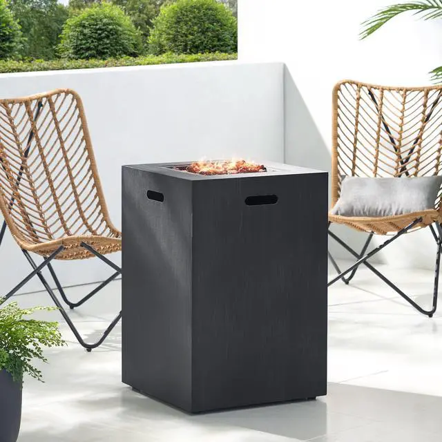 Alt view image 2 of 7 - 19.5" Outdoor 30,000 BTU Propane Fire Pit, Tank Inside, Brushed Black