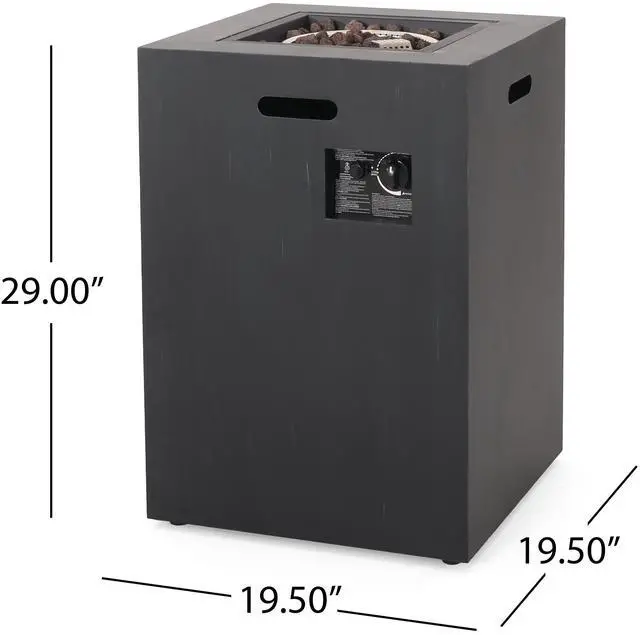 Alt view image 7 of 7 - 19.5" Outdoor 30,000 BTU Propane Fire Pit, Tank Inside, Brushed Black