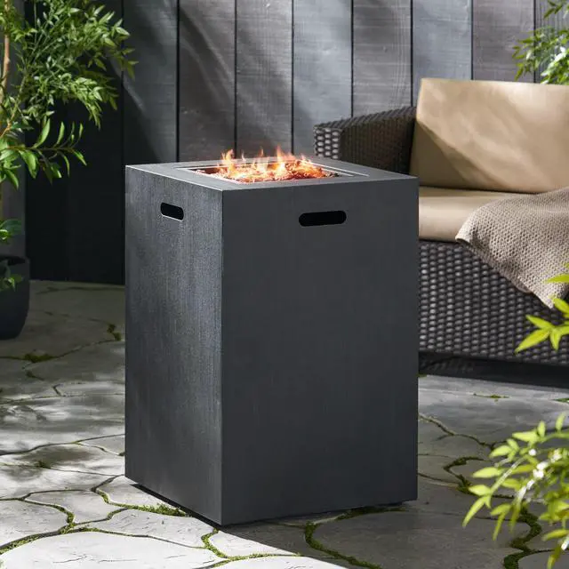 Alt view image 4 of 7 - 19.5" Outdoor 30,000 BTU Propane Fire Pit, Tank Inside, Brushed Black
