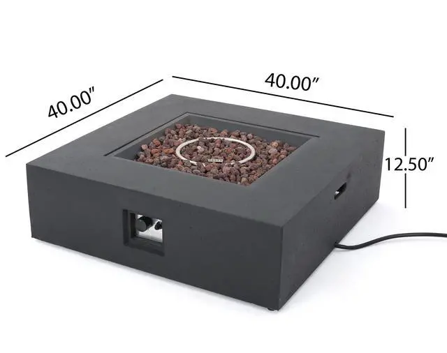 Alt view image 4 of 7 - Outdoor 50000 BTU Propane Fire Pit, Dark Grey, with Tank Holder