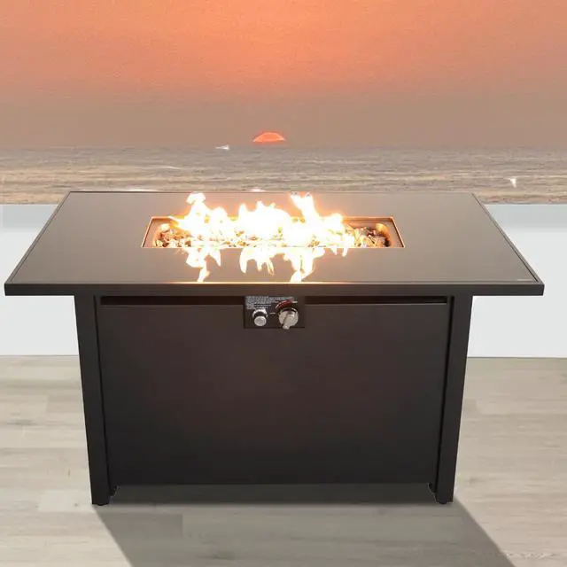 Main image of 25'' H x 42'' W Steel Outdoor Fire Pit Table with Lid