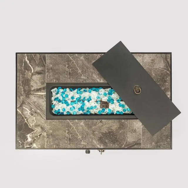 Alt view image 7 of 7 - Outdoor Rectangle Fire Pit Table with Propane Tank Cover