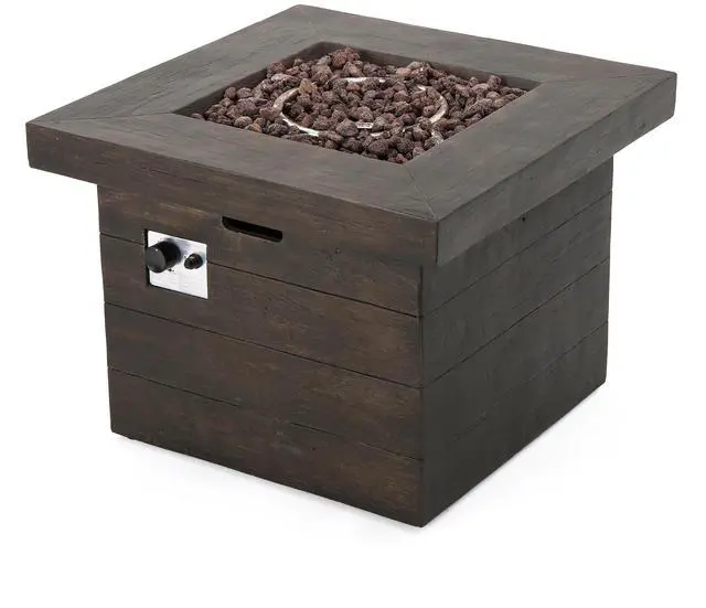 Alt view image 7 of 7 - ANCHORAGE 32'' WOOD SQUARE MGO FIRE PIT BROWN - 40,000 BTU