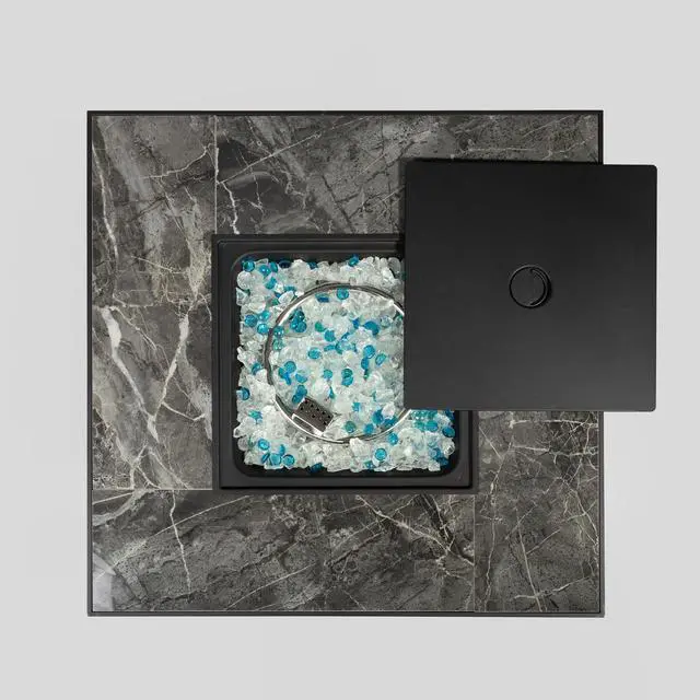 Alt view image 6 of 7 - 30" Propane Gas Fire Pit Table, 50000 BTU Square Fire Pit, Tile Tabletop with Beautiful Wicker Base for Outside Patio Deck Garden Courtyard-Brown