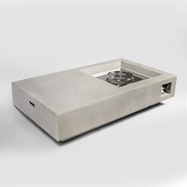 Alt view image 5 of 7 - 60" Propane Gas Fire Pit Table, 50000 BTU  Rectangular Concrete Fire Pit for Outside Patio Deck Garden Backyard- Light Gray