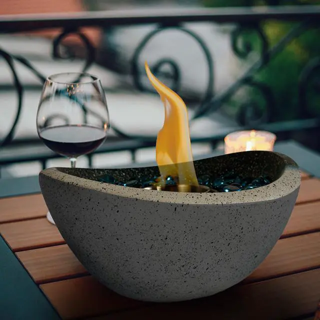 Alt view image 2 of 7 - Tabletop Fire Pit with Mixed Color, Outdoor & Indoor Fire Pit, Portable Concrete Fire Pit, Personal Ethanol Fireplace, Outdoor Table Top Fire Pit, Mini Fire Pit Smokeless Fire Bowl