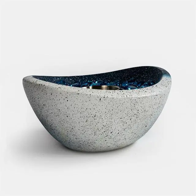 Alt view image 4 of 7 - Tabletop Fire Pit with Mixed Color, Outdoor & Indoor Fire Pit, Portable Concrete Fire Pit, Personal Ethanol Fireplace, Outdoor Table Top Fire Pit, Mini Fire Pit Smokeless Fire Bowl