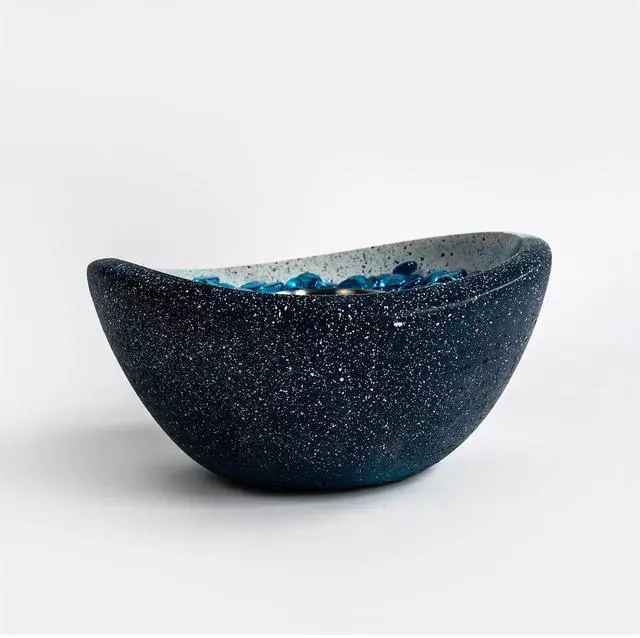 Alt view image 5 of 7 - Tabletop Fire Pit with Mixed Color, Outdoor & Indoor Fire Pit, Portable Concrete Fire Pit, Personal Ethanol Fireplace, Outdoor Table Top Fire Pit, Mini Fire Pit Smokeless Fire Bowl