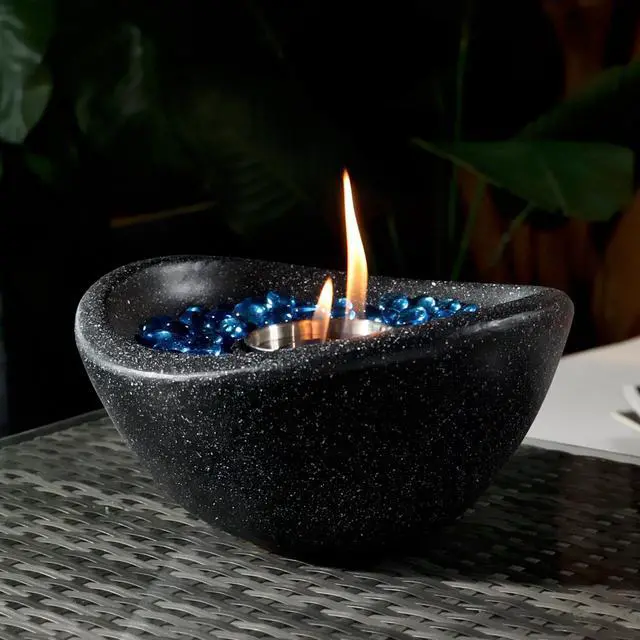 Main image of Tabletop Fire Pit Black, Outdoor & Indoor Fire Pit, Portable Concrete Fire Pit, Personal Ethanol Fireplace, Outdoor Table Top Fire Pit, Mini Fire Pit Smokeless Fire Bowl