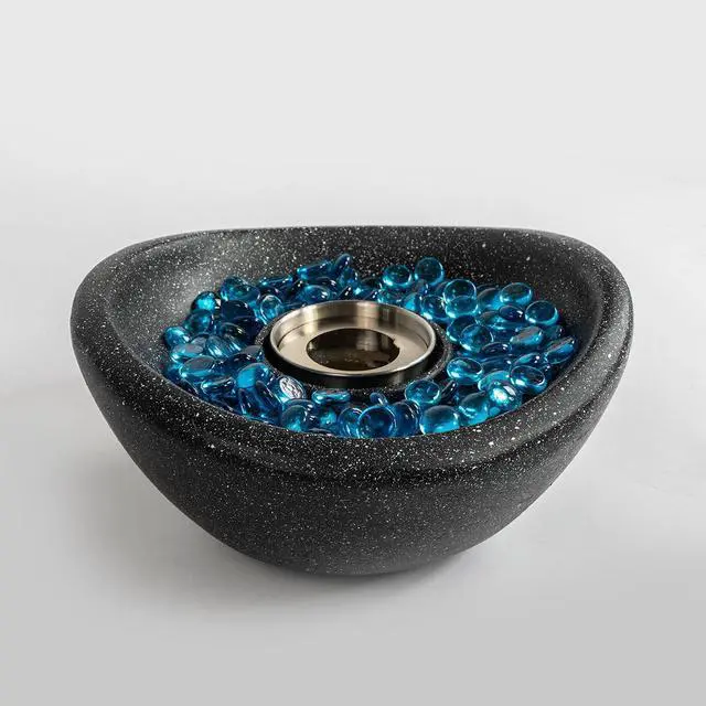 Alt view image 5 of 7 - Tabletop Fire Pit Black, Outdoor & Indoor Fire Pit, Portable Concrete Fire Pit, Personal Ethanol Fireplace, Outdoor Table Top Fire Pit, Mini Fire Pit Smokeless Fire Bowl