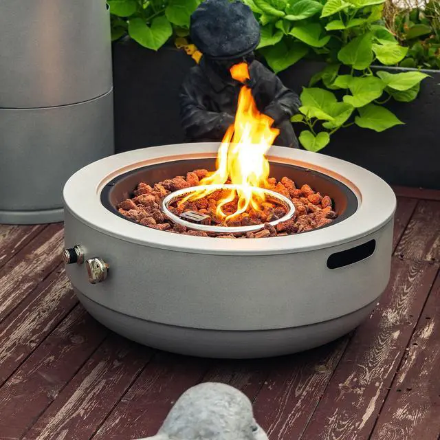 Main image of 24" Propane Gas Fire Pit Bowl, 50000 BTU Round Steel Fire Pit for Outside Patio Deck Garden Backyard- Grey