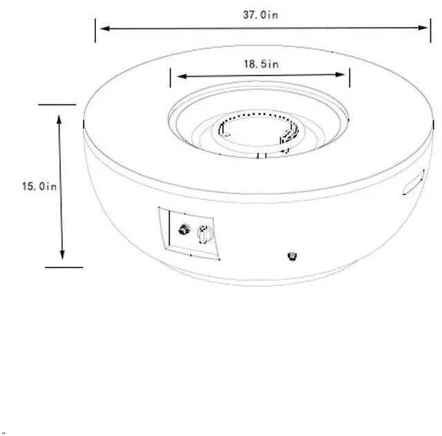Alt view image 3 of 7 - 36" Propane Gas Fire Pit Table 2-Pieces, 50000 BTU Round Steel Fire Pit  with Tank Holder for Outside Patio Deck Garden Backyard- Grey
