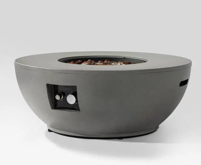 Alt view image 6 of 7 - 36" Propane Gas Fire Pit Table 2-Pieces, 50000 BTU Round Steel Fire Pit  with Tank Holder for Outside Patio Deck Garden Backyard- Grey