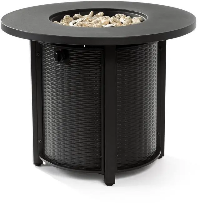Alt view image 6 of 7 - 32" Propane Gas Fire Pit Table, 50000 BTU Round Steel Fire Pit for Outside Patio Deck Garden Courtyard-Black