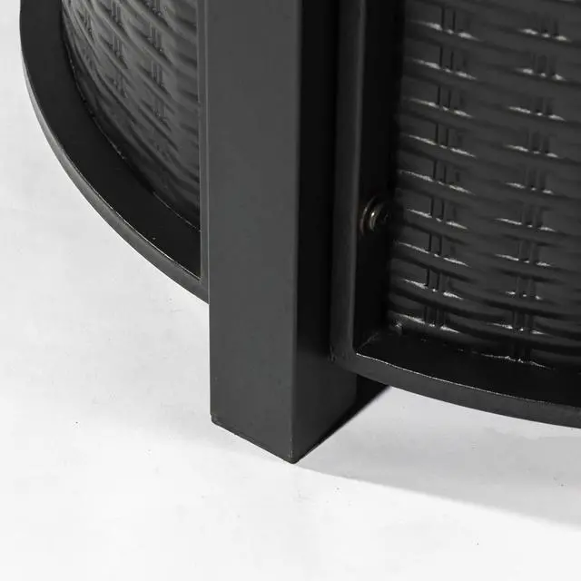 Alt view image 4 of 7 - 30" Propane Gas Fire Pit Table, 50000 BTU Round Steel Fire Pit with Imitation Wood Grain Finish for Outside Patio Deck Garden Backyard- Black