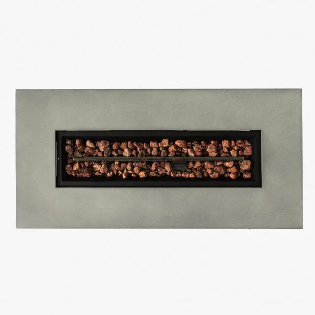 Alt view image 5 of 7 - 42" Propane Gas Fire Pit Table 2-Pieces, 50000 BTU Rectangular Steel Fire Pit with Glass Wind Guard for Outside Patio Deck Garden Courtyard -Gray