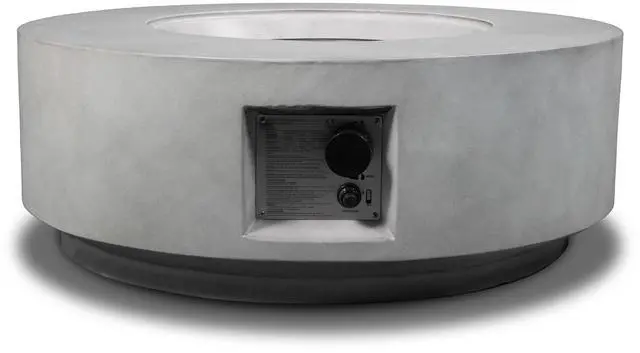 Alt view image 2 of 7 - 30" Propane Gas Fire Pit Table, 50000 BTU Round Concrete Fire Pit for Outside Patio Deck Garden Backyard- Light Gray