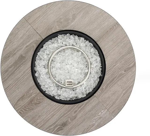 Alt view image 4 of 7 - 30" Propane Gas Fire Pit Table, 50000 BTU Round Steel Fire Pit with Wood Grain Ceramic Tabletop for Outside Patio Deck Garden Backyard- Black