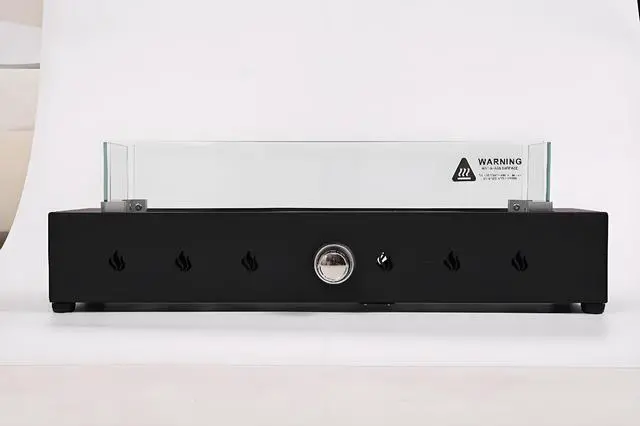 Alt view image 3 of 7 - 28-Inch Rectangle Fire Pit, 40000BTU Outdoor Propane Fire Pit, Wind-Resistant Firepits, Durable Iron Stylish Glass Beads Design