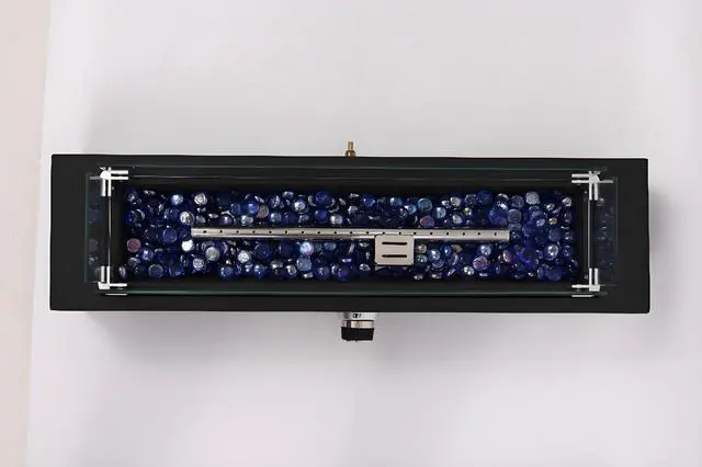 Alt view image 7 of 7 - 28-Inch Rectangle Fire Pit, 40000BTU Outdoor Propane Fire Pit, Wind-Resistant Firepits, Durable Iron Stylish Glass Beads Design