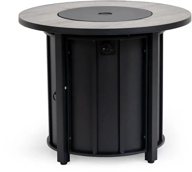Alt view image 6 of 7 - 30" Propane Gas Fire Pit Table, 50000 BTU Round Steel Fire Pit with Wood Grain Ceramic Tabletop for Outside Patio Deck Garden Backyard- Black