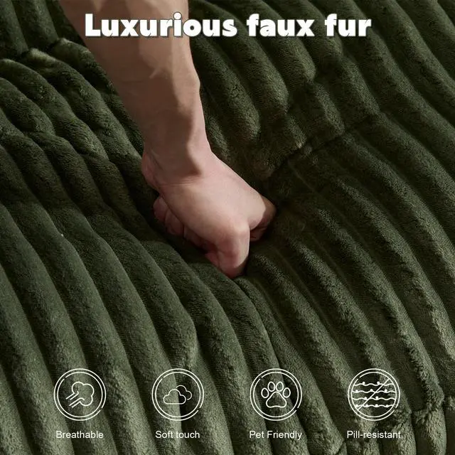 Alt view image 5 of 7 - Double Chaise Lounge Chair Indoor,Oversized Upholstered Sleeper Cloud Couch,Deep Seat Luxury Sofa Bed,Sectional Sofa Chaise Love-seat,Corduroy Reading Chair for Living Room,No Assembly Required,Green