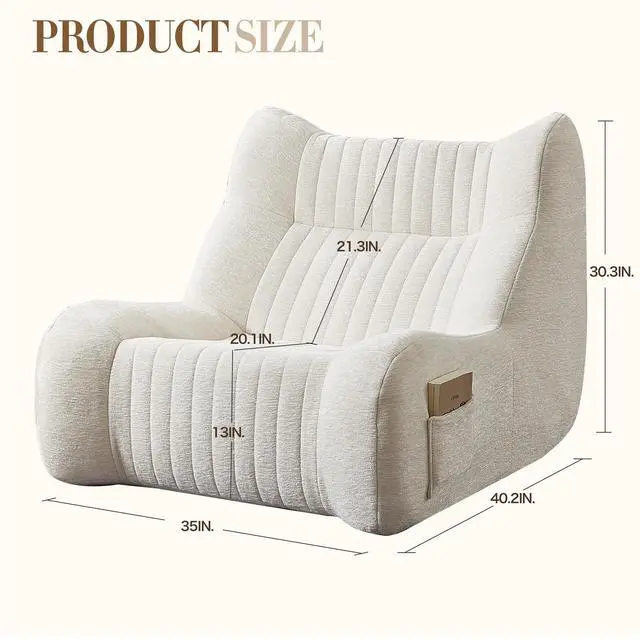 Alt view image 2 of 7 - Bean Bag Chair for Adults with Armrests - Oversized Comfy Beanbag Lounge Lazy Floor Sofa Accent Chair for Living Room, Bedroom