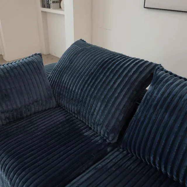 Alt view image 5 of 7 - 118.2" Cloud Sofa,Corduroy Fabric,Deep Seat Couches,Double-layer design,Removable Cushion,No Assembly, DIY Combination for Living room, Bedroom,Conference room ,Apartment,Blue