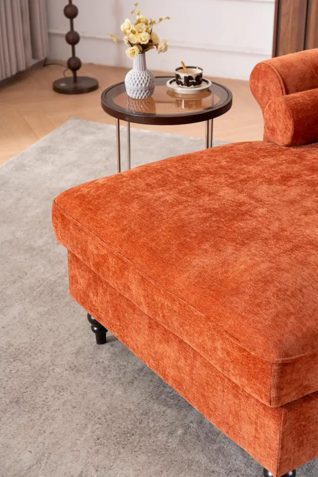 Alt view image 6 of 6 - [New] Oversized Chaise Lounge Indoor,Chenille Single Sofa Bed with Wide Seat,Upholstered Lazy Sleeper Armchai,Reading Couch Set for Living Room,Bedroom,5 Colors