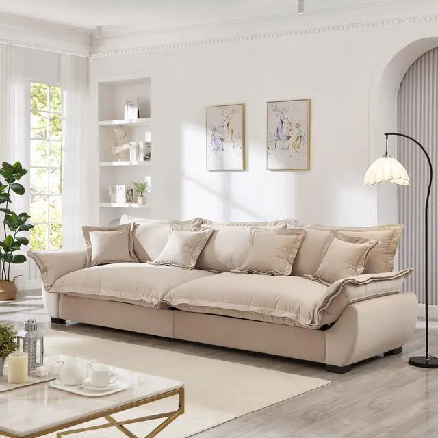 Main image of Modular Sectional Sofa, Sailing Design Sofa with Storage, Removable Backrest, Modern Deep Seat Sofa with Throw Pillows for Living Room Bedroom Apartment,Light Khaki