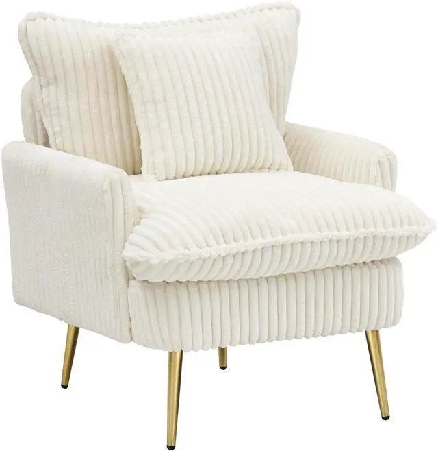 Main image of 30.31 inch single chair Fashion sofa, beige sofa, coarse corduroy fabric, soft and comfortable, suitable for apartment office living room bedroom conference hall