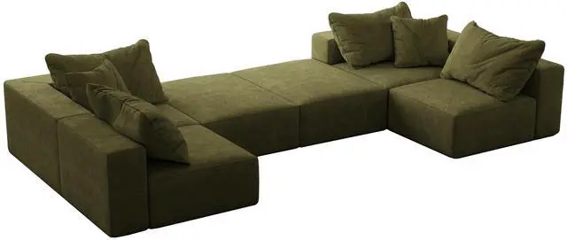 Alt view image 3 of 6 - Oversized sponge cloud sofa,Modern Upholstered Sectional Sofa Couch Set,Modular 162" L Shaped Sectional Living Room Sofa Set With 6 Pillows,Free Combination Sofa Couch for Living Room,BedroomWF055