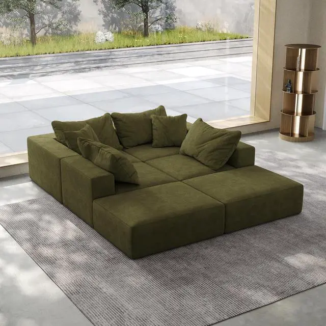Alt view image 5 of 6 - Oversized sponge cloud sofa,Modern Upholstered Sectional Sofa Couch Set,Modular 162" L Shaped Sectional Living Room Sofa Set With 6 Pillows,Free Combination Sofa Couch for Living Room,BedroomWF055