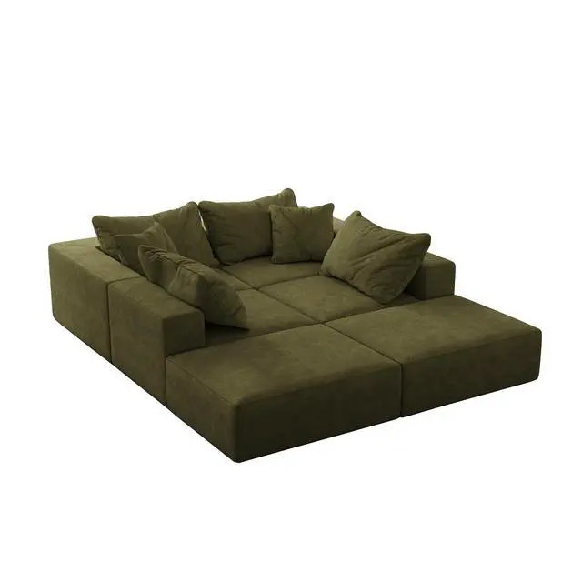 Alt view image 2 of 6 - Oversized sponge cloud sofa,Modern Upholstered Sectional Sofa Couch Set,Modular 162" L Shaped Sectional Living Room Sofa Set With 6 Pillows,Free Combination Sofa Couch for Living Room,BedroomWF055