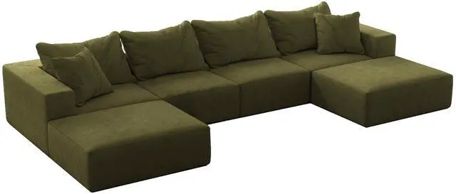 Alt view image 4 of 6 - Oversized sponge cloud sofa,Modern Upholstered Sectional Sofa Couch Set,Modular 162" L Shaped Sectional Living Room Sofa Set With 6 Pillows,Free Combination Sofa Couch for Living Room,BedroomWF055